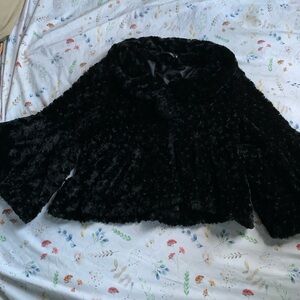 Chic Black Faux Fur Poncho